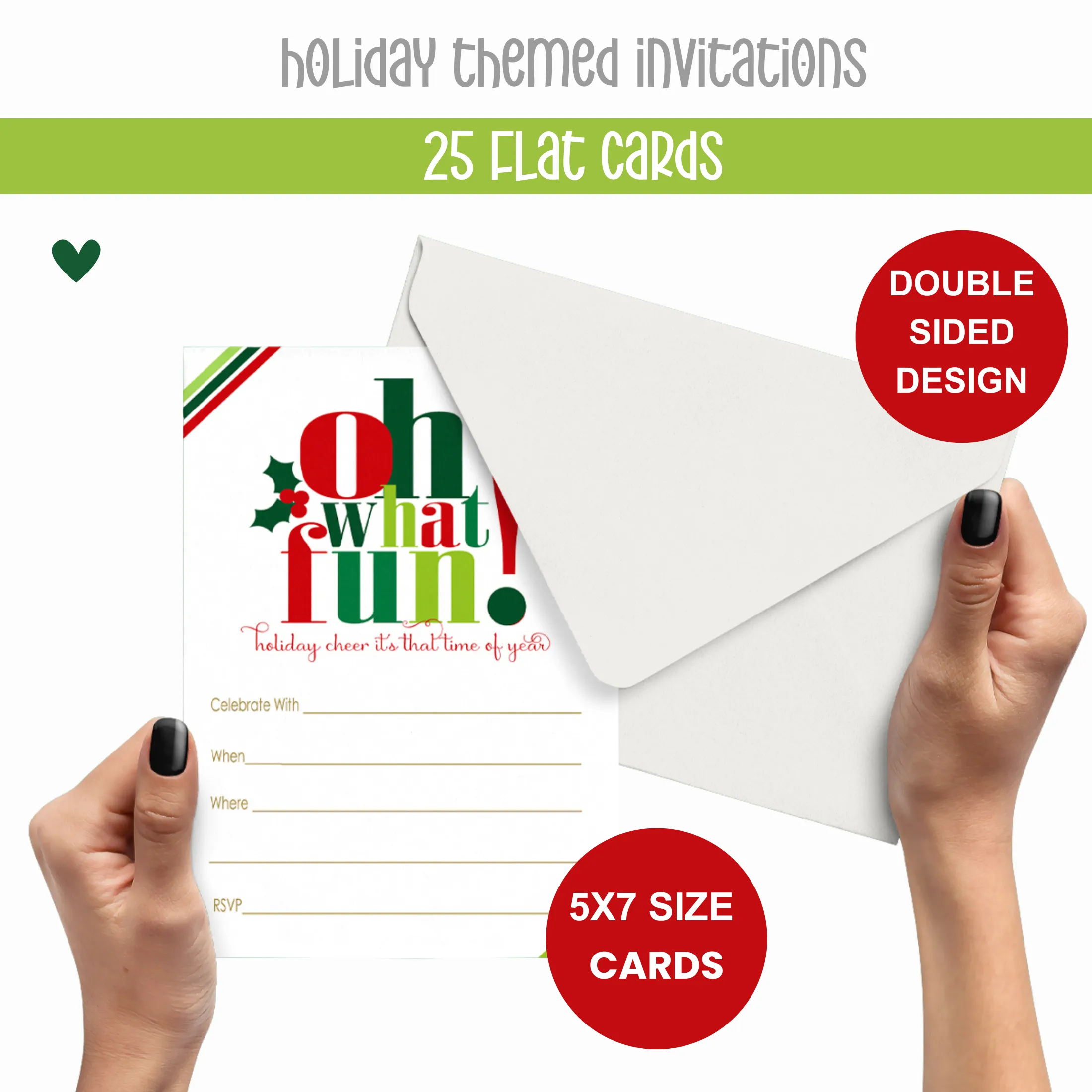 Oh What Fun Christmas Invitations - 25ct, Versatile, 5x7