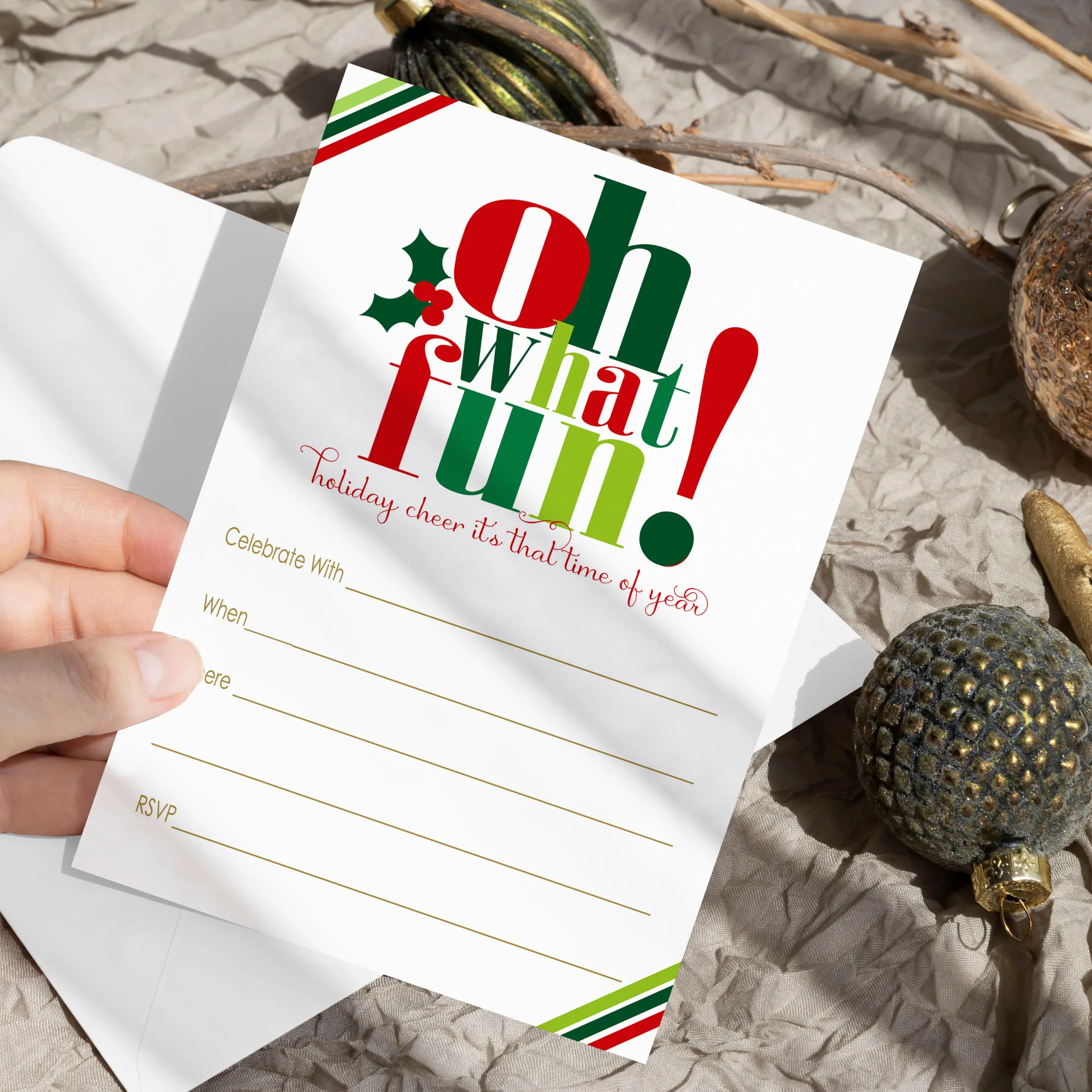 Oh What Fun Christmas Invitations - 25ct, Versatile, 5x7