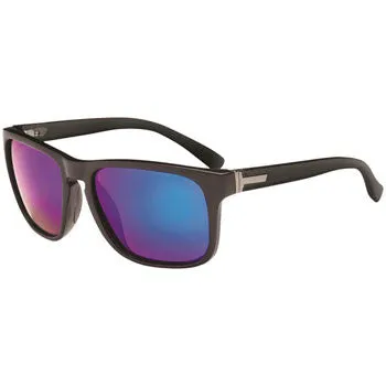 Optic Nerve ONE Ziggy Polarized Sunglasses: Matte Black with Smoke Green Mirror Lens