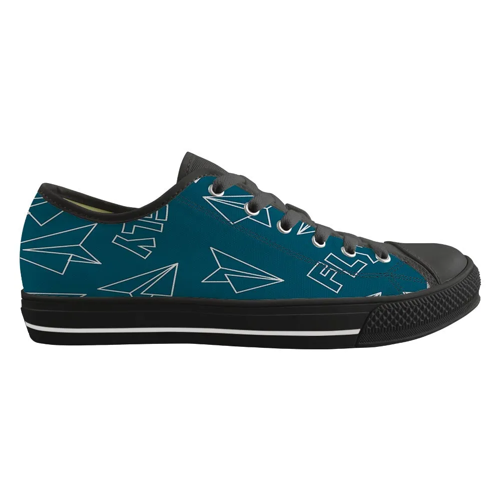 Paper Airplane & Fly Green Designed Canvas Shoes (Men)