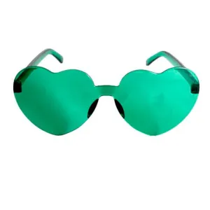 Perspex Hearts Party Glasses - Green