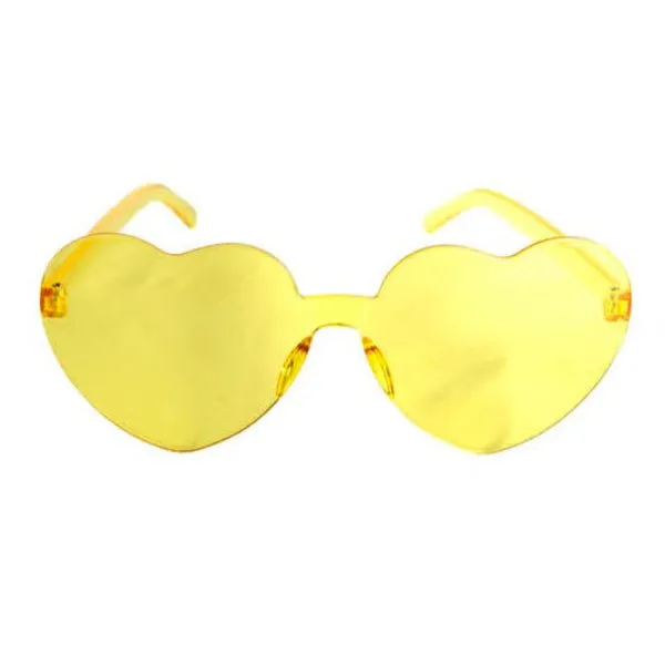 Perspex Hearts Party Glasses - Yellow