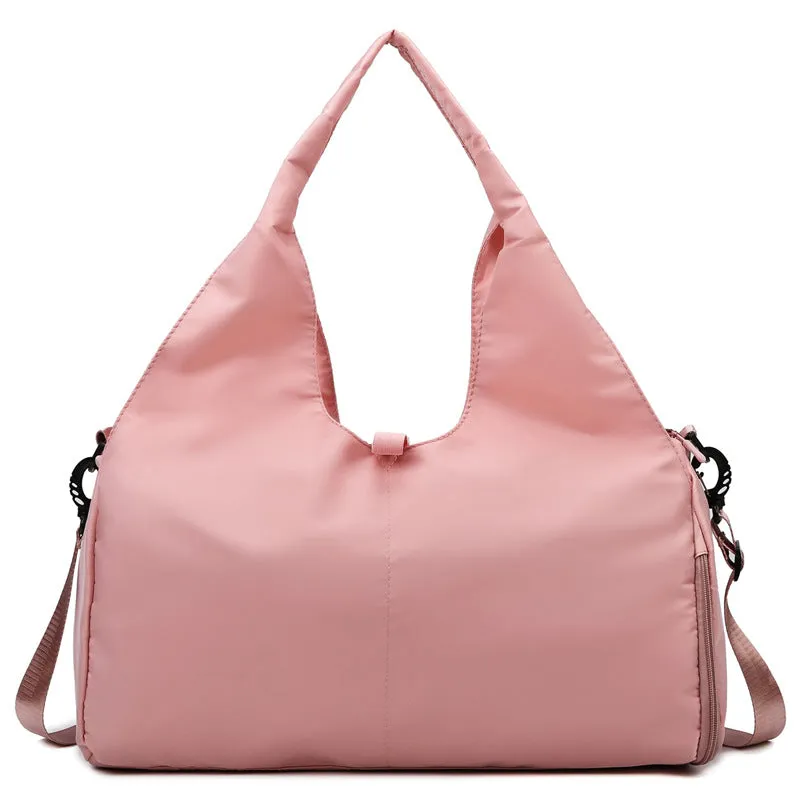 Pink Oxford Fabric Women's Shoulder Bag, Large Capacity Yoga & Gym Bag with Separate Shoe Compartment - Stylish & Functional Sport Bag