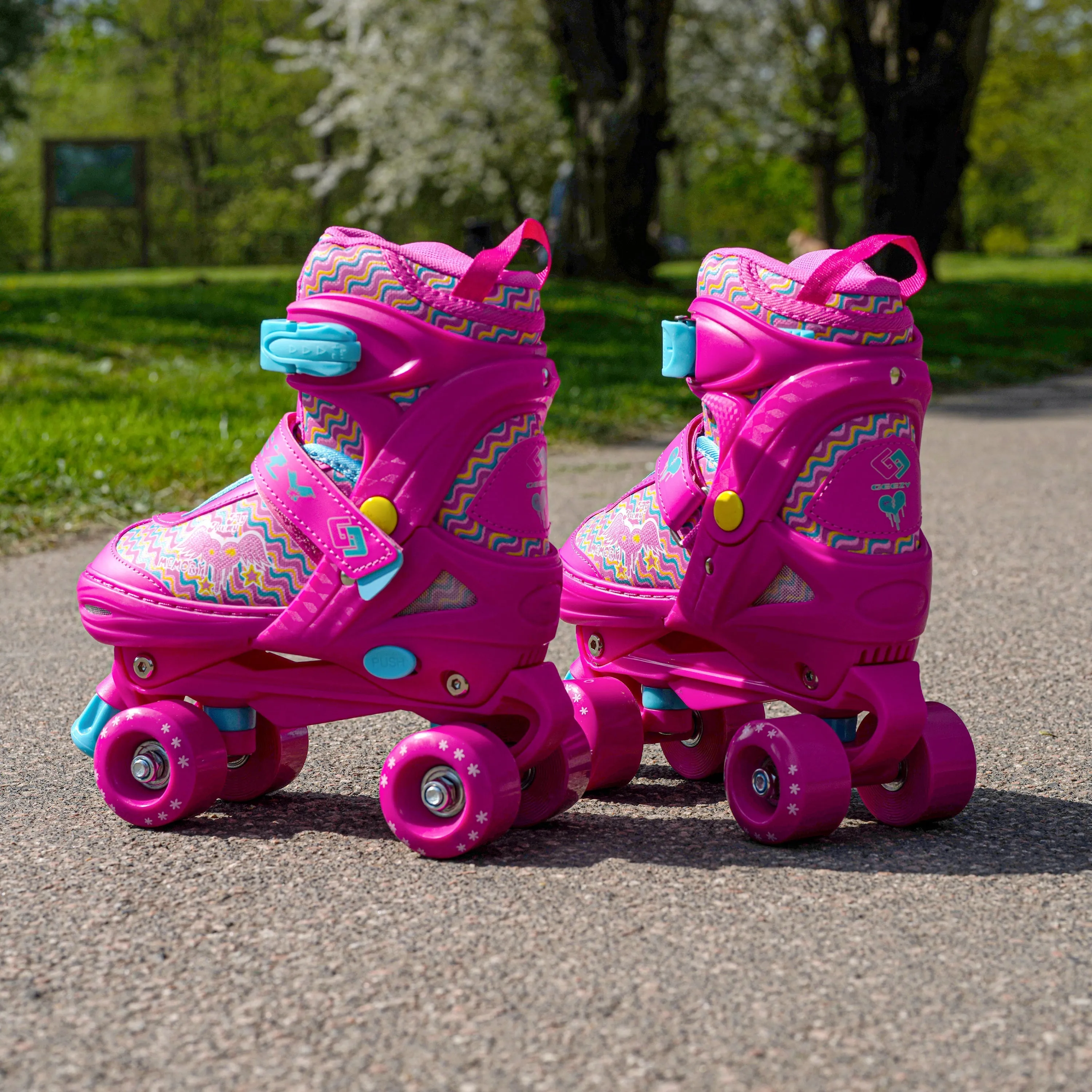 Pink Roller Skates for Kids with 4 Wheel Adjustable Sizes