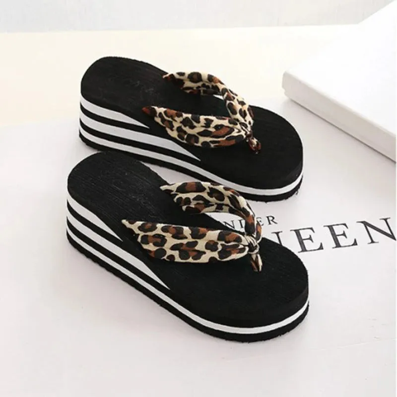 Platform Sandals Women Slipper High Heel Zapatillas Summer Shoes Fashion Wedges Slippers Black Pantufa Home Bathing Flip Flops