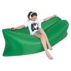 Portable Inflatable Sofa Bed for Camping, Fishing, and Beach, Lazy Air Bed, 78.7 x 27.6 inches (Grass Green)