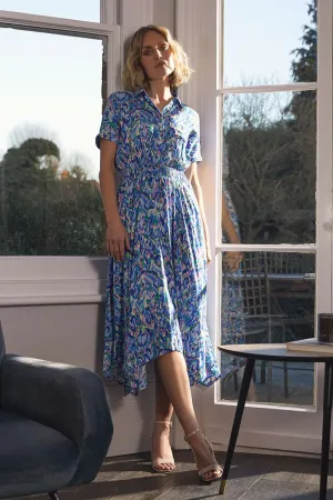 Printed Asymmetric Midi Dress