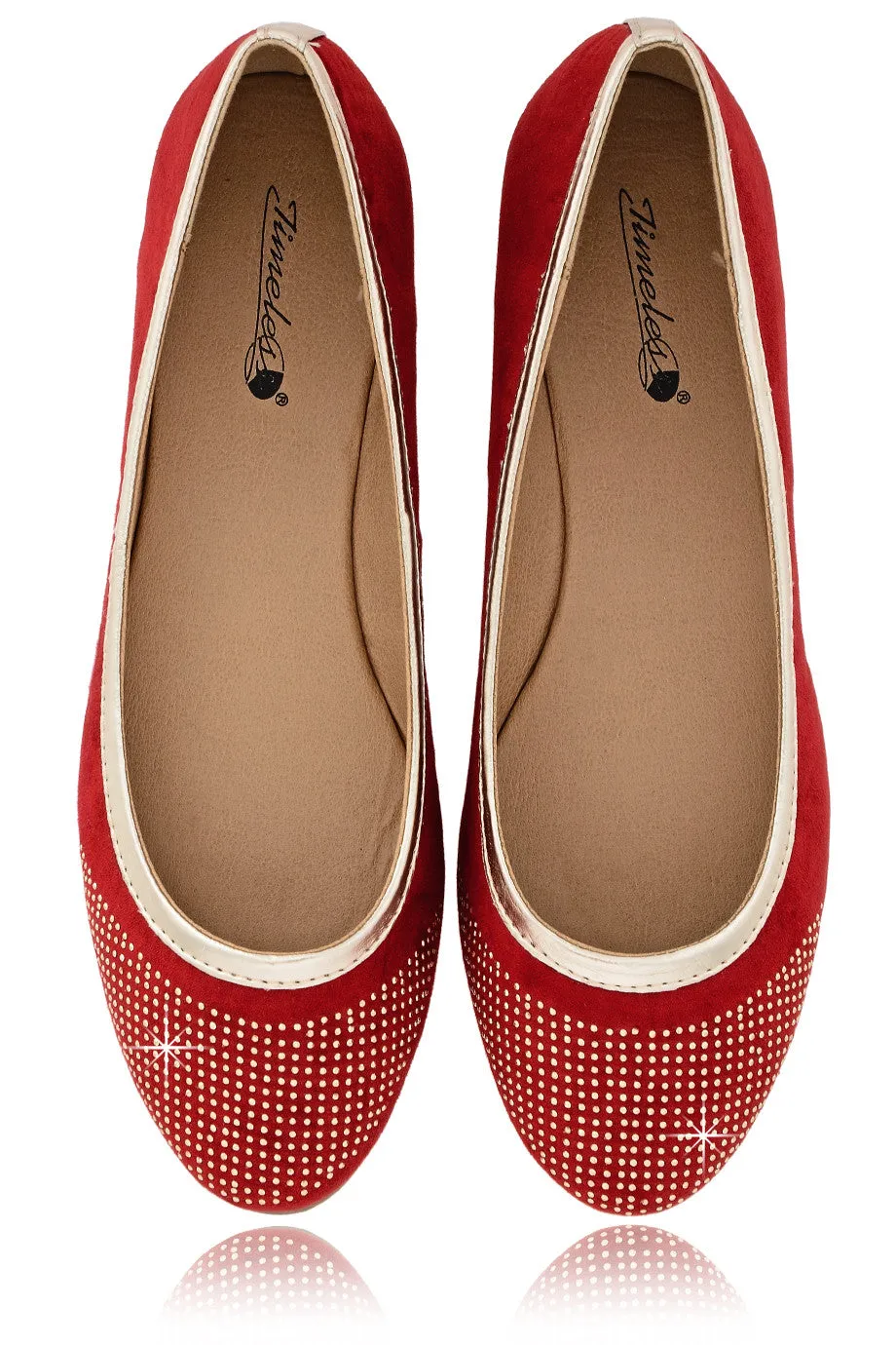 PRYIA Red Multi Studded Ballerinas