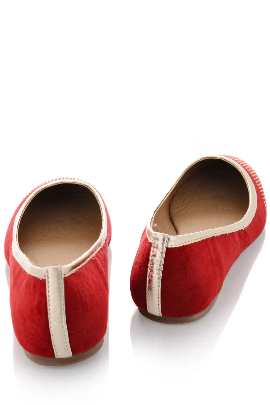 PRYIA Red Multi Studded Ballerinas