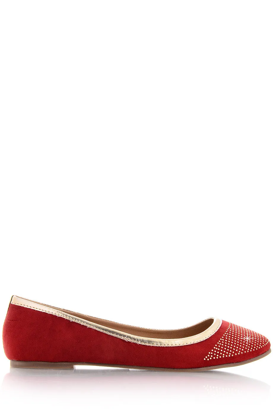 PRYIA Red Multi Studded Ballerinas