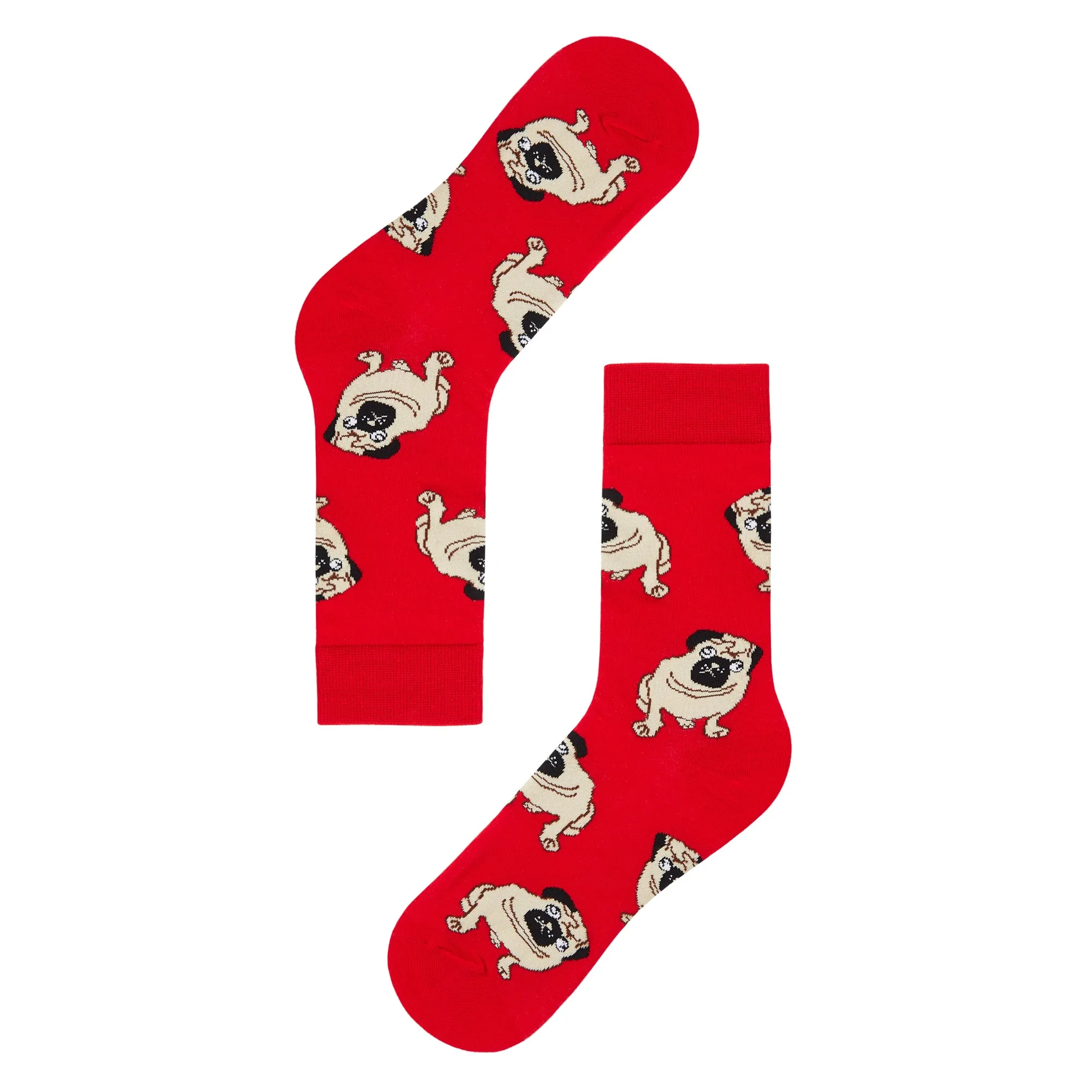 Pug Printed Crew Length Socks