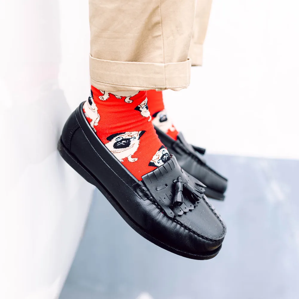 Pug Printed Crew Length Socks