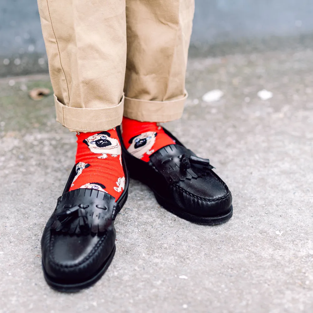 Pug Printed Crew Length Socks