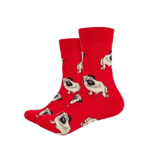 Pug Printed Crew Length Socks