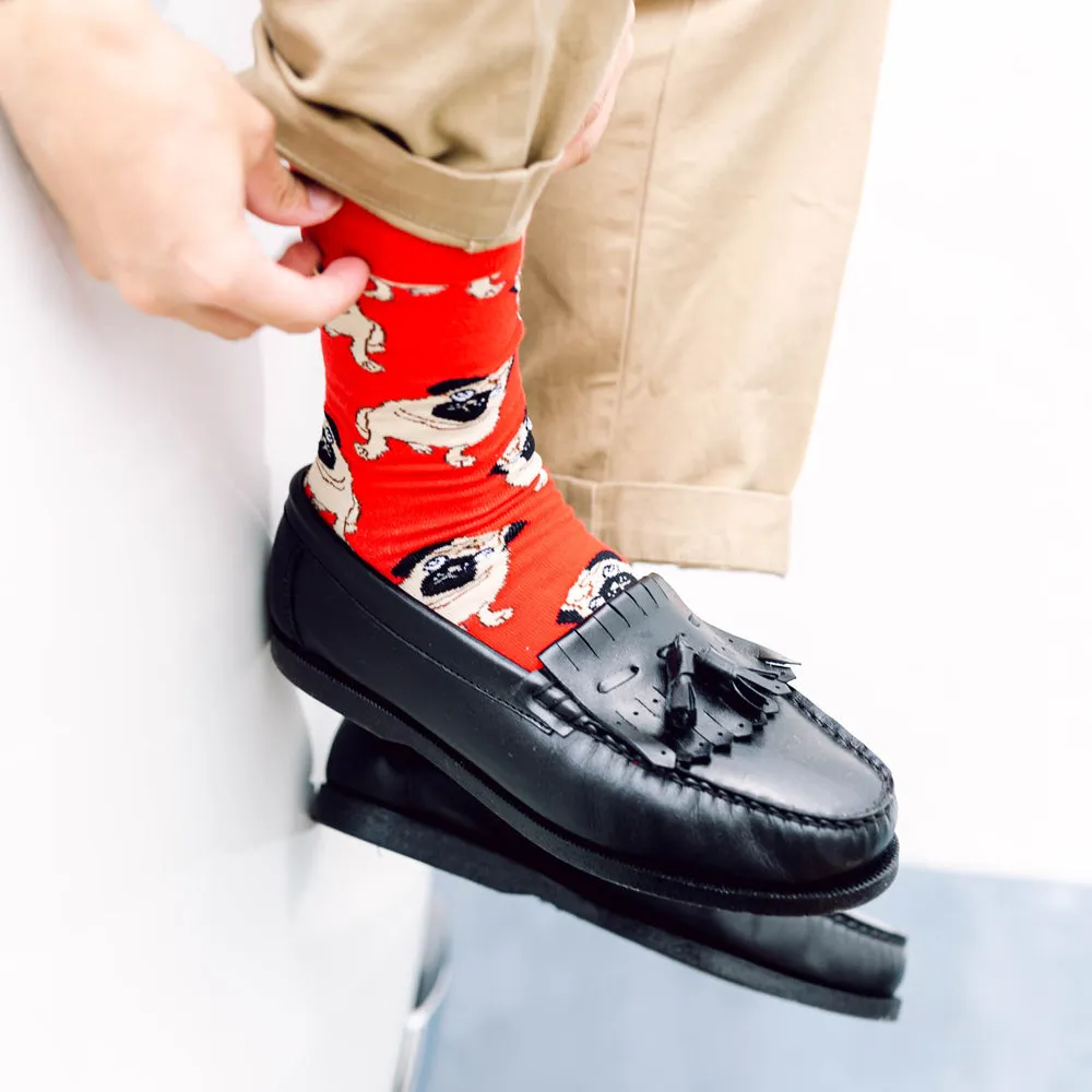 Pug Printed Crew Length Socks