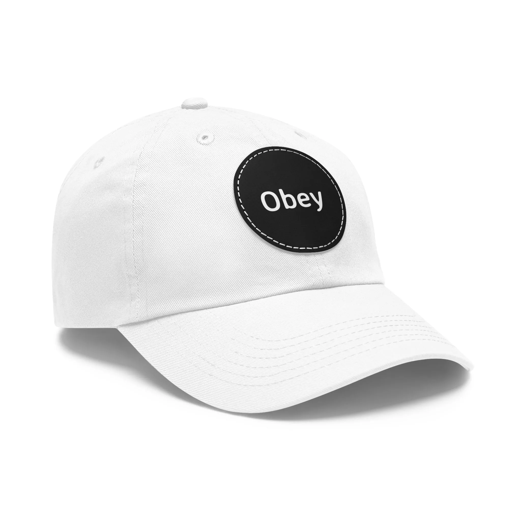 "Obey" - Hat with Leather Patch (Round)