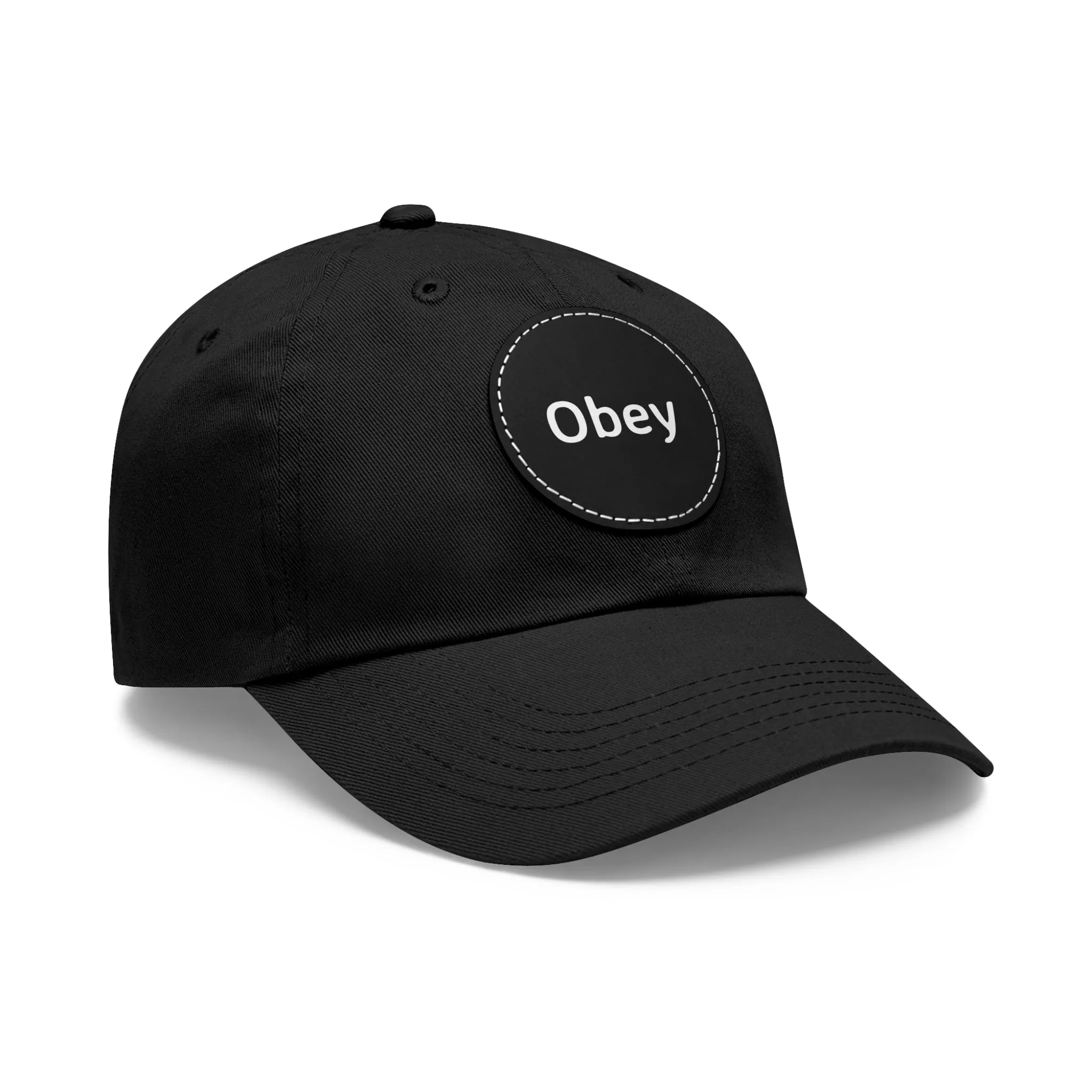 "Obey" - Hat with Leather Patch (Round)