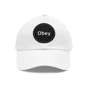 "Obey" - Hat with Leather Patch (Round)