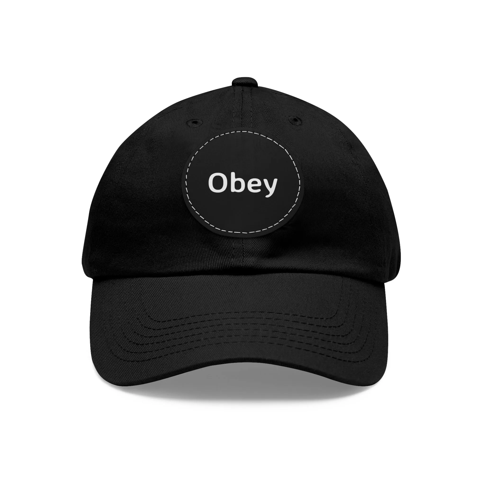 "Obey" - Hat with Leather Patch (Round)