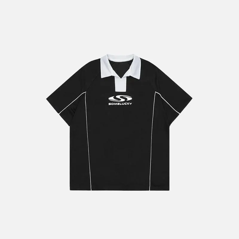 "Some Lucky" Printed Sports Polo T-shirt