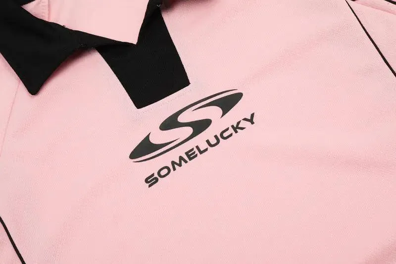 "Some Lucky" Printed Sports Polo T-shirt