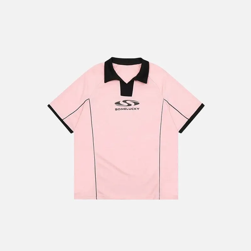 "Some Lucky" Printed Sports Polo T-shirt