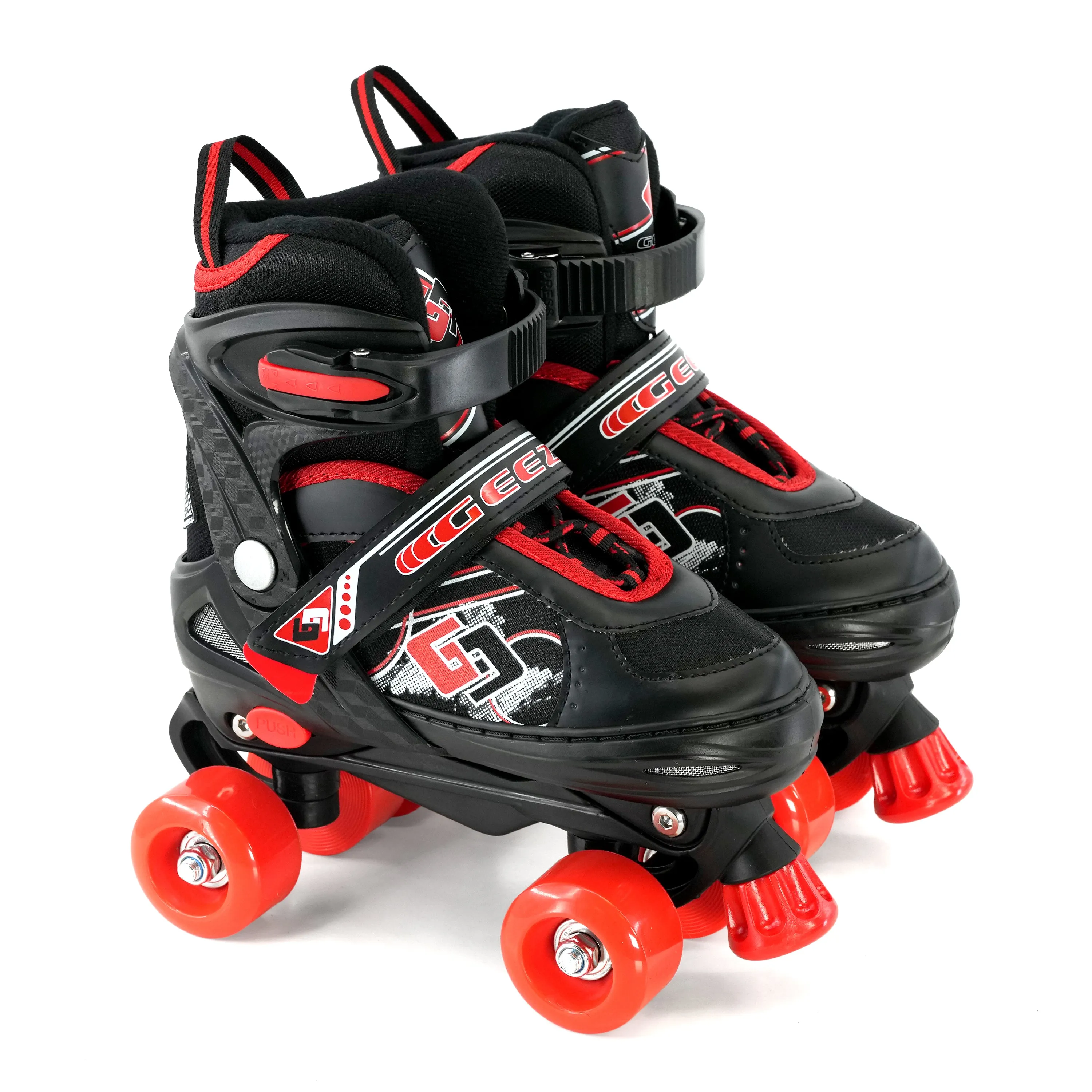 Red and Black Roller Skates for Kids with 4 Wheel