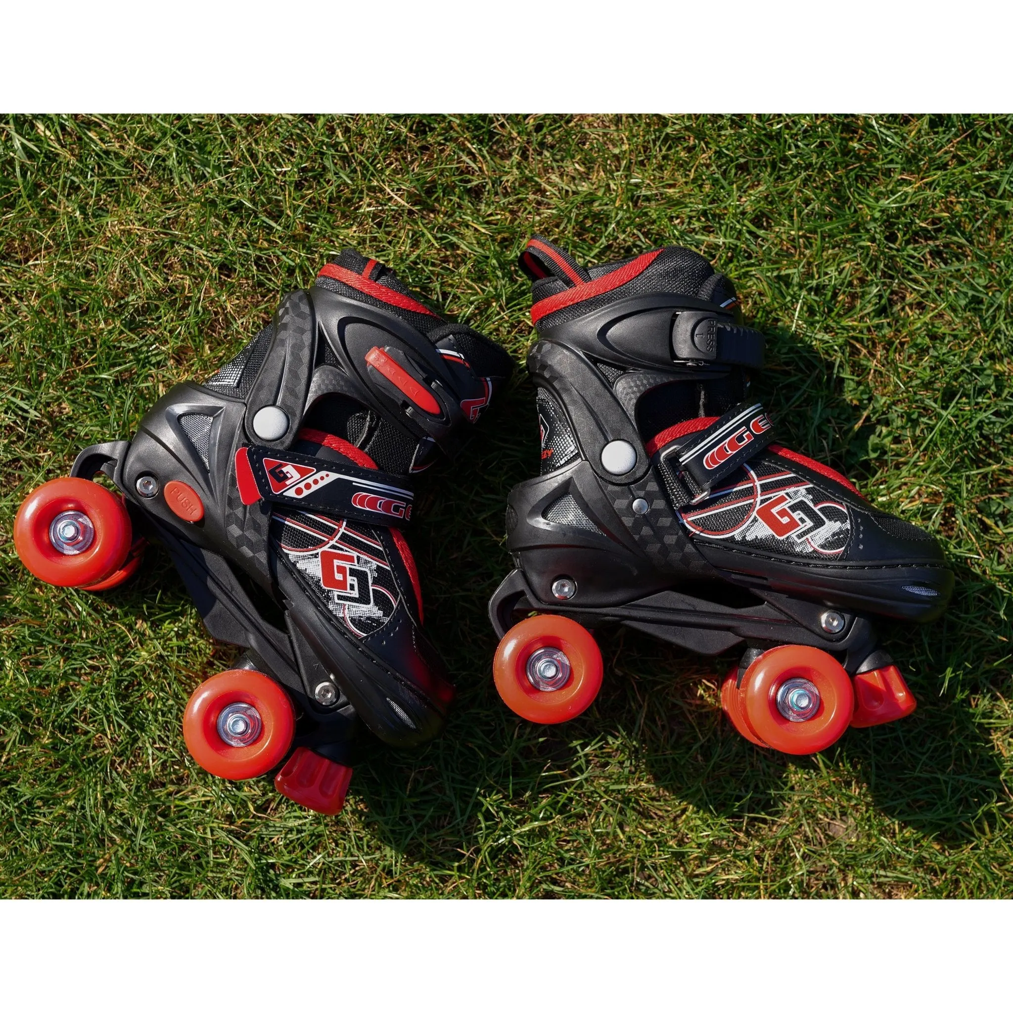 Red and Black Roller Skates for Kids with 4 Wheel