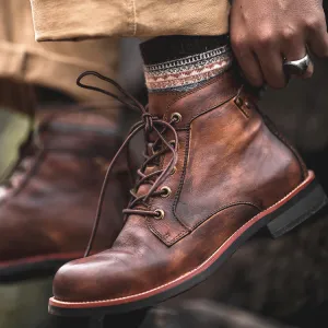 Retro Boots Men Lace-up Leather Ankle Boots