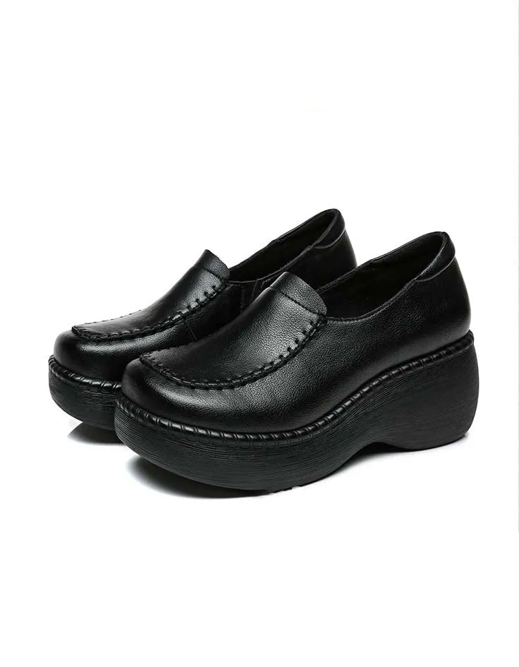 Retro Leather Soft Sole Comfortable Wedge Shoes