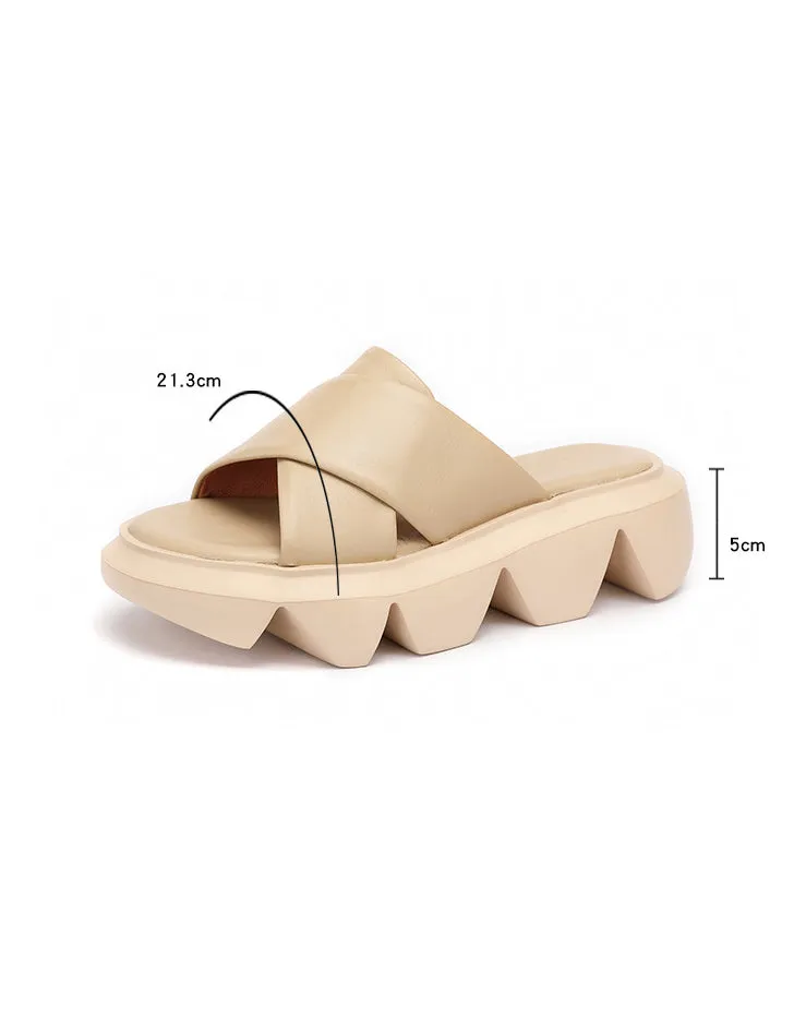 Retro Leather Stylish Gear Sole Summer Slippers