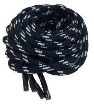 Round Dark Blue and White Bootlaces - 4mm wide