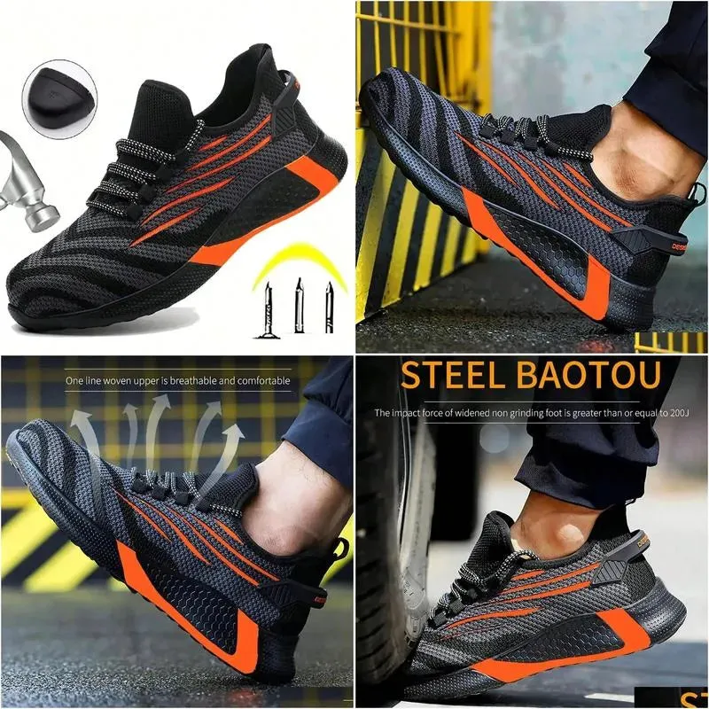 Safety Shoes Summer Breathable Mens Work Shatterproof Steel Toe Perforated Construction Sports Footwear 240606 Drop Delivery Accessori Dhf49