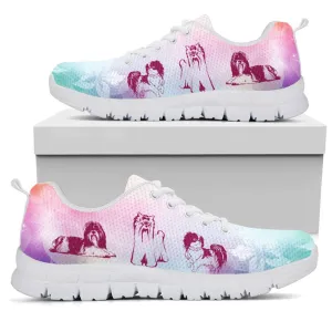 Shih Tzu Sneaker, Shih Tzu Dog Flower White Sneaker Shoes, Shih Tzu Shoes