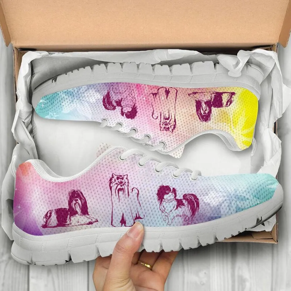 Shih Tzu Sneaker, Shih Tzu Dog Flower White Sneaker Shoes, Shih Tzu Shoes