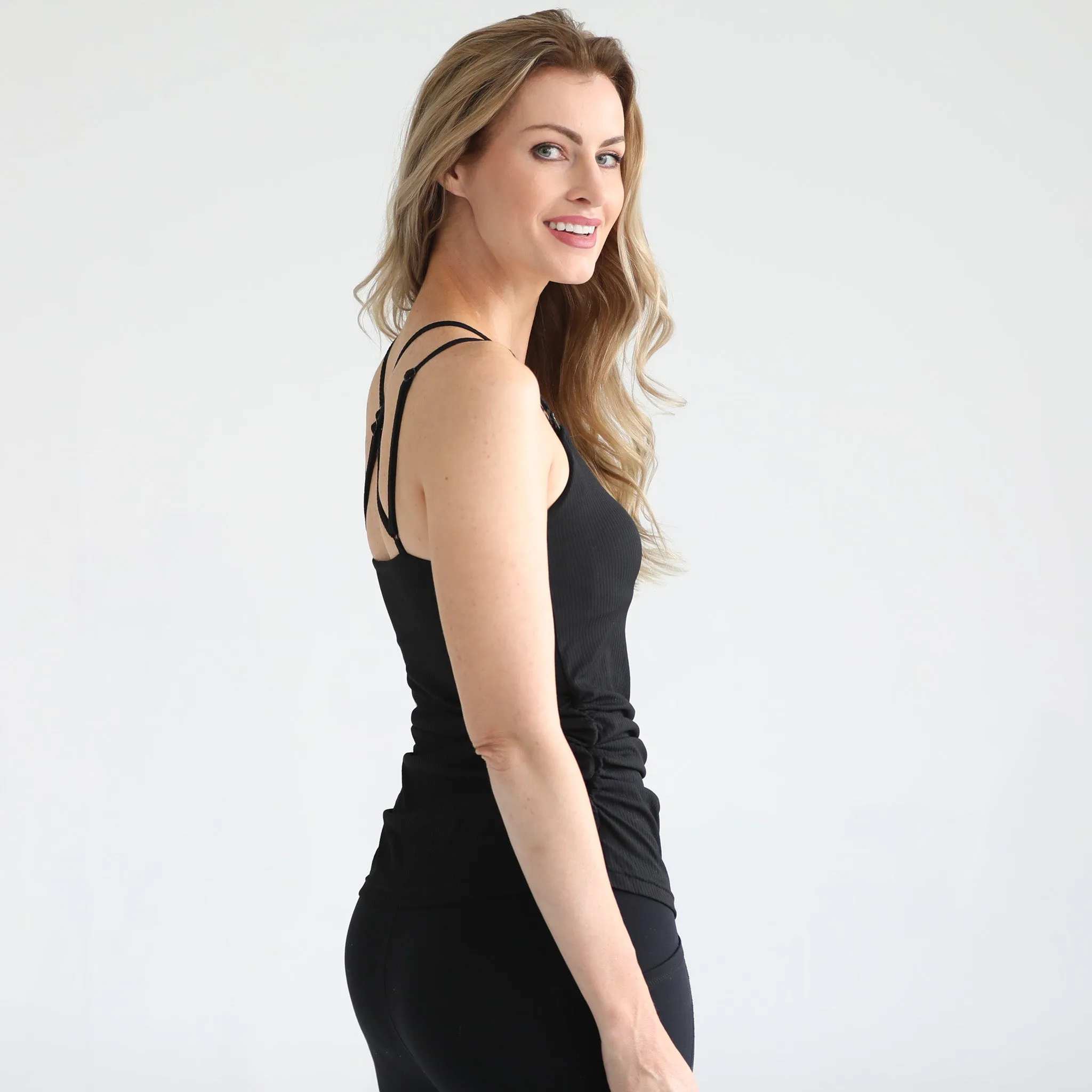 Sienna - Light Support Nursing & Pregnancy Cami Bra (Ribbed Noir)