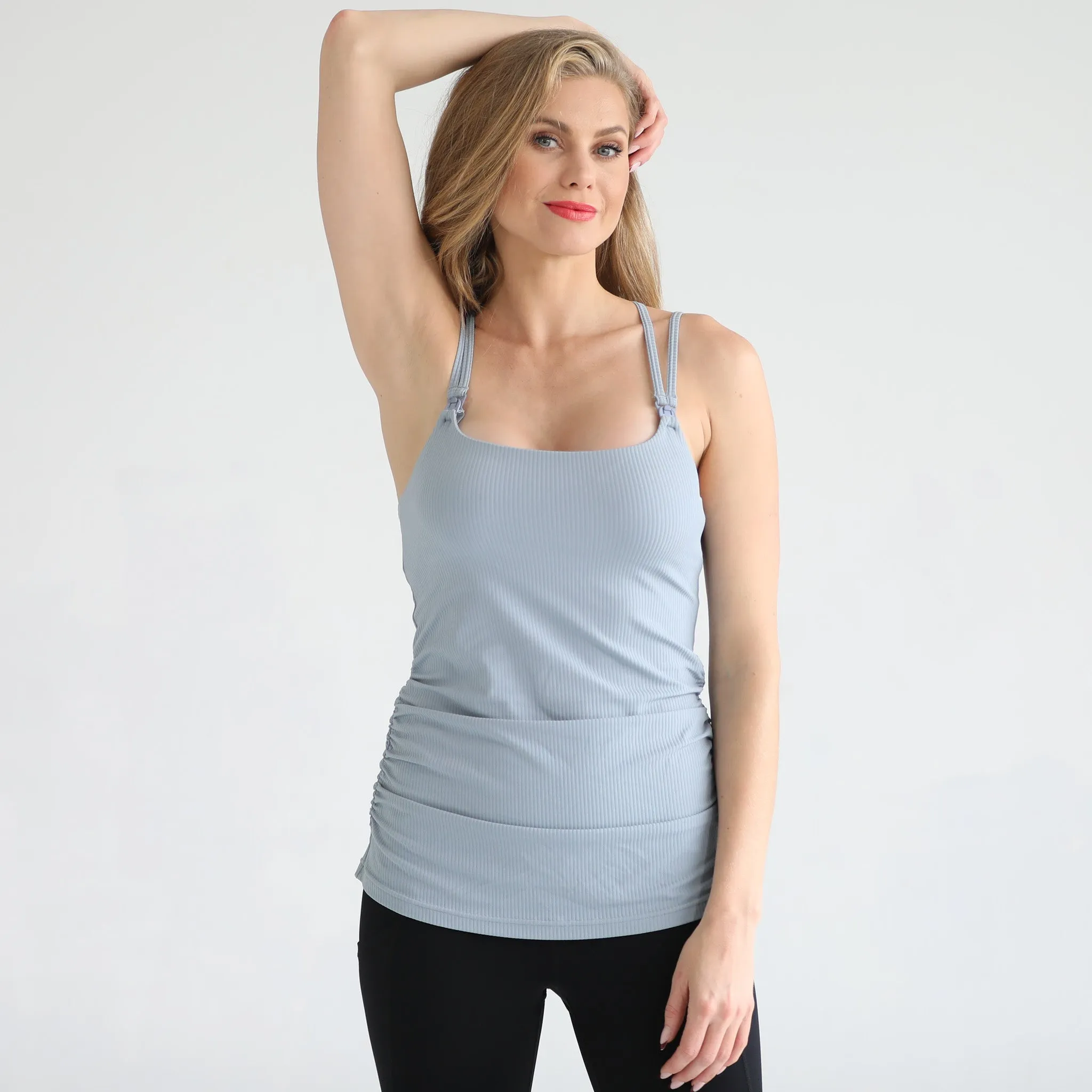 Sienna - Light Support Nursing Cami Bra (Ribbed Sky Mist)