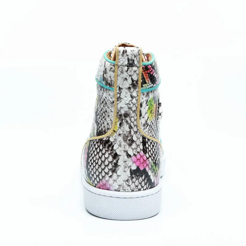 Snakeskin Chic Multicolor High Top Waterproof Shoes