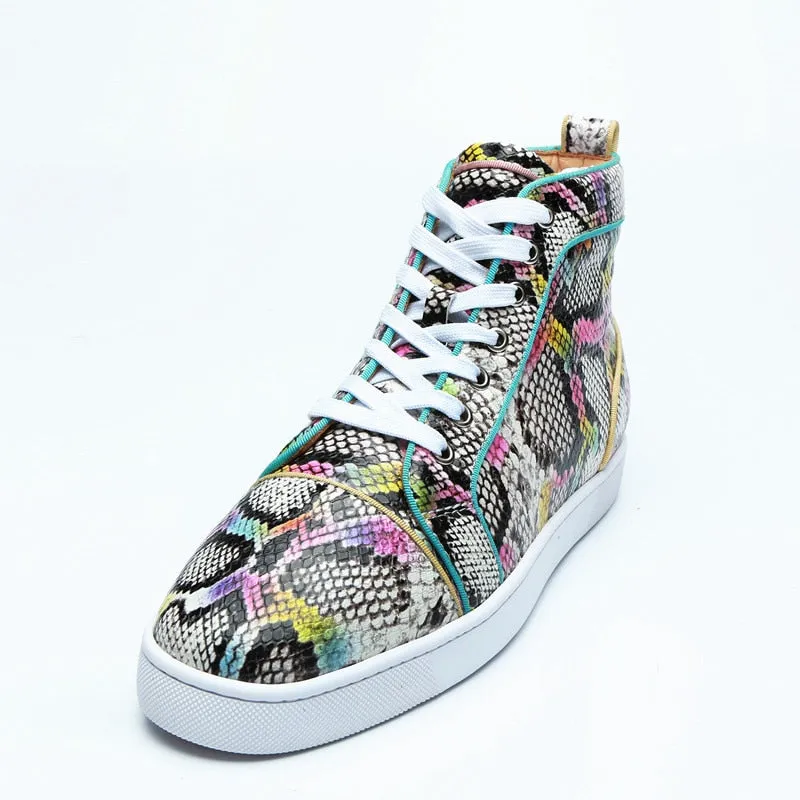 Snakeskin Chic Multicolor High Top Waterproof Shoes