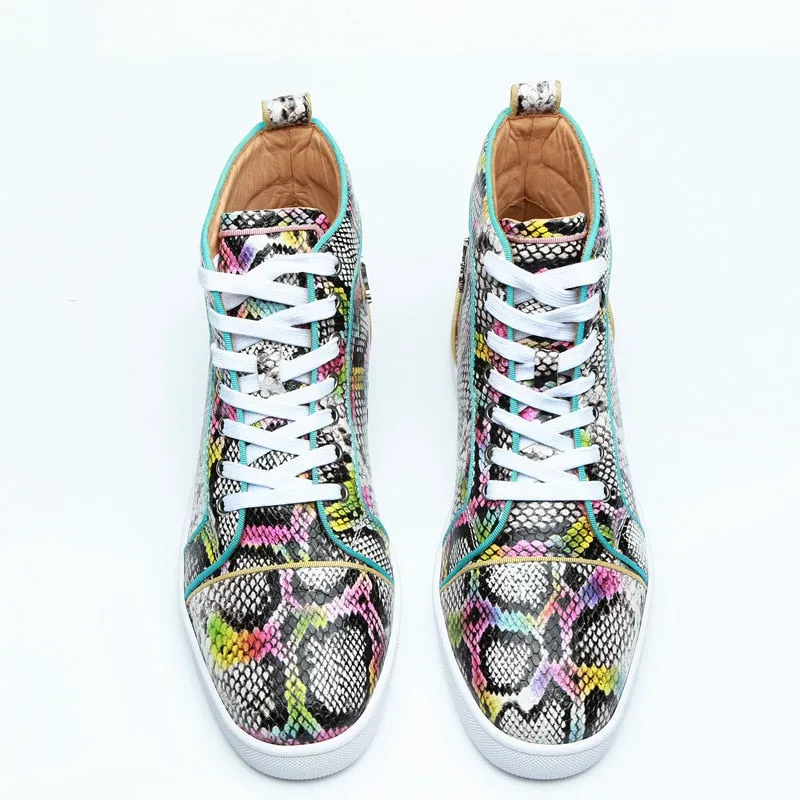 Snakeskin Chic Multicolor High Top Waterproof Shoes