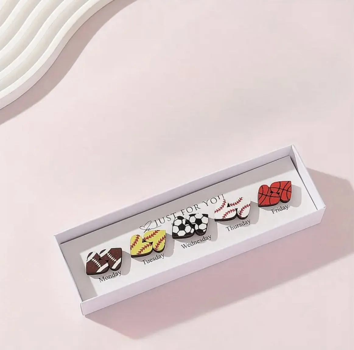 Sports Heart Stud Earring Set