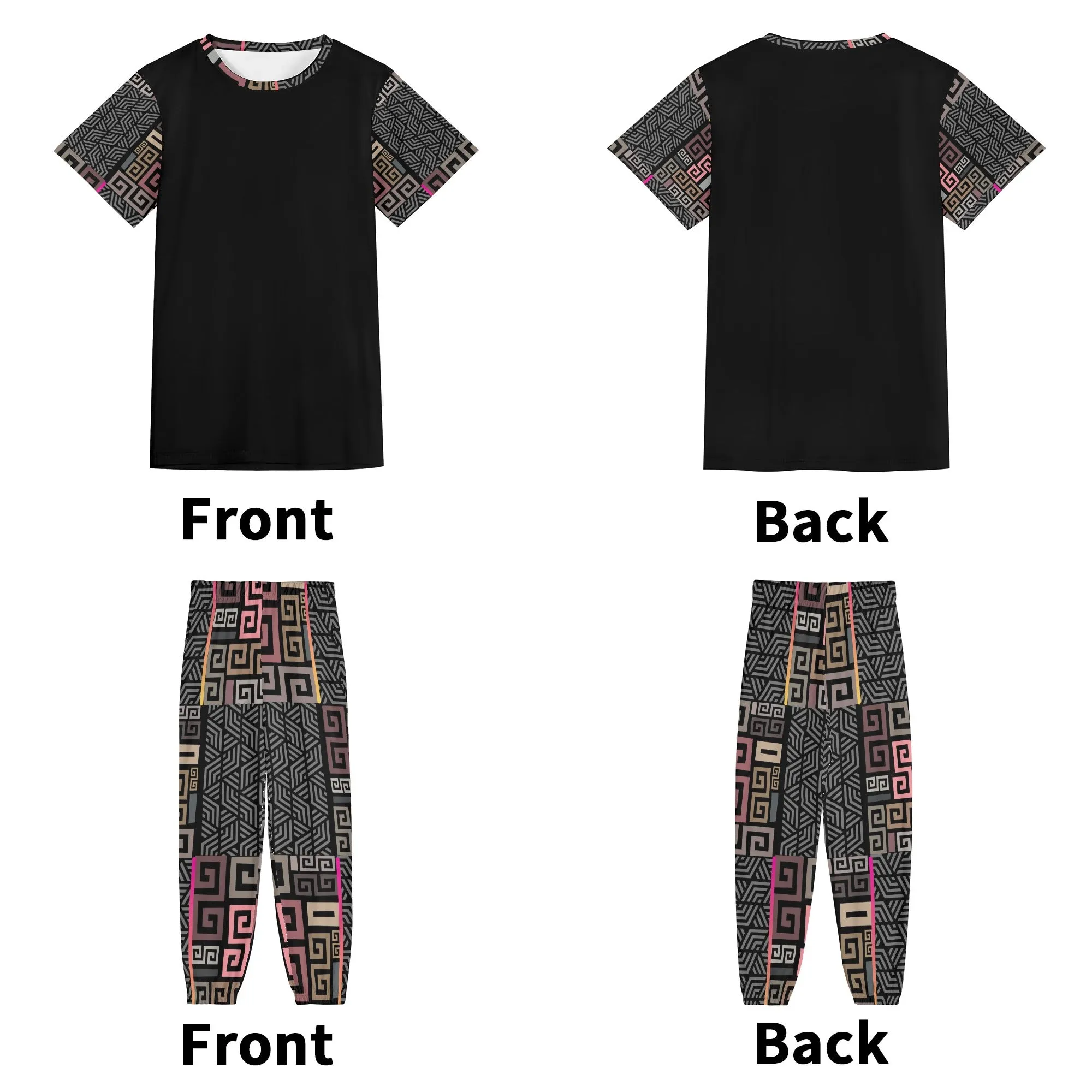 Squared Short Sleeve Sports Outfit Set