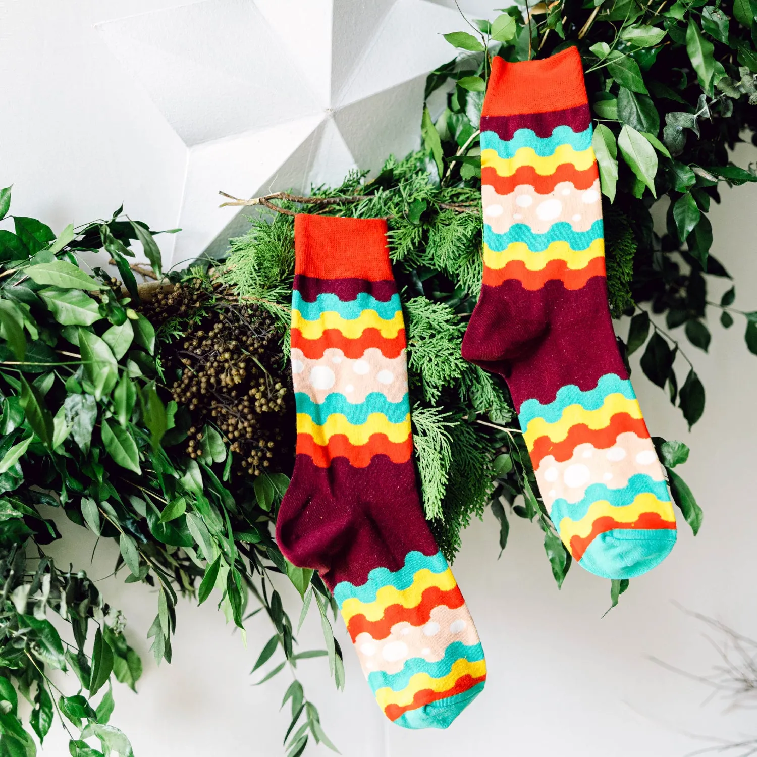 Squiggly Printed Crew Length Socks