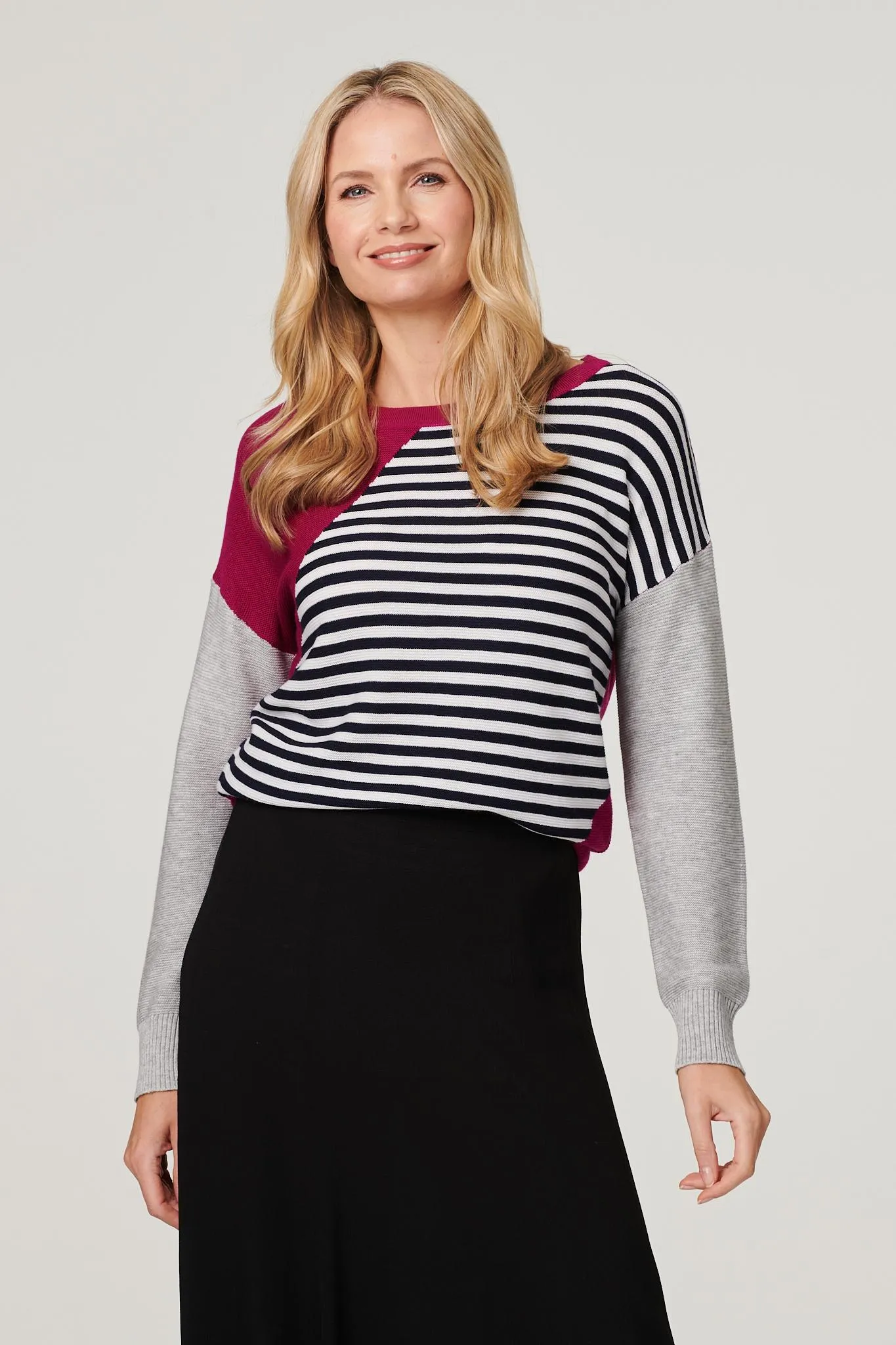 Striped Colour Block Knit Jumper