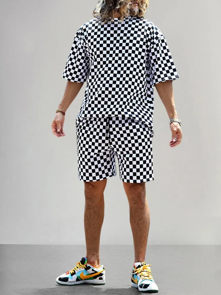 Stylish Checker Print T-shirt Sets