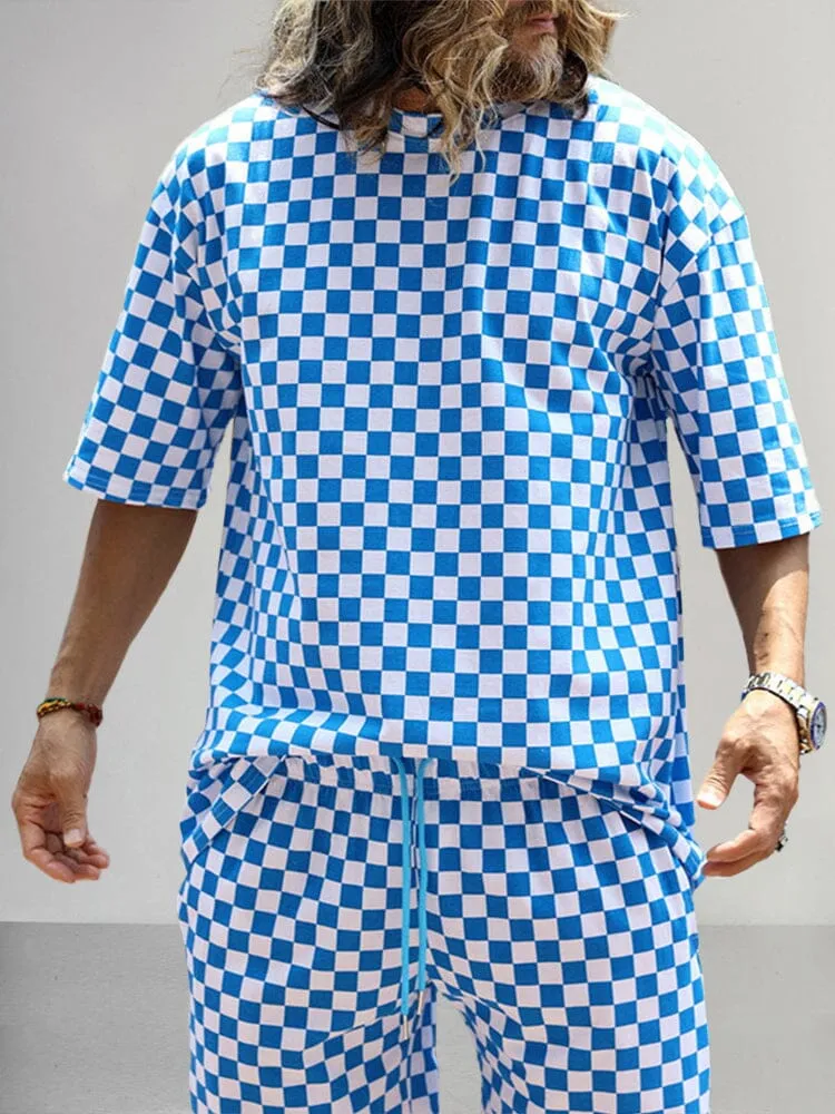 Stylish Checker Print T-shirt Sets