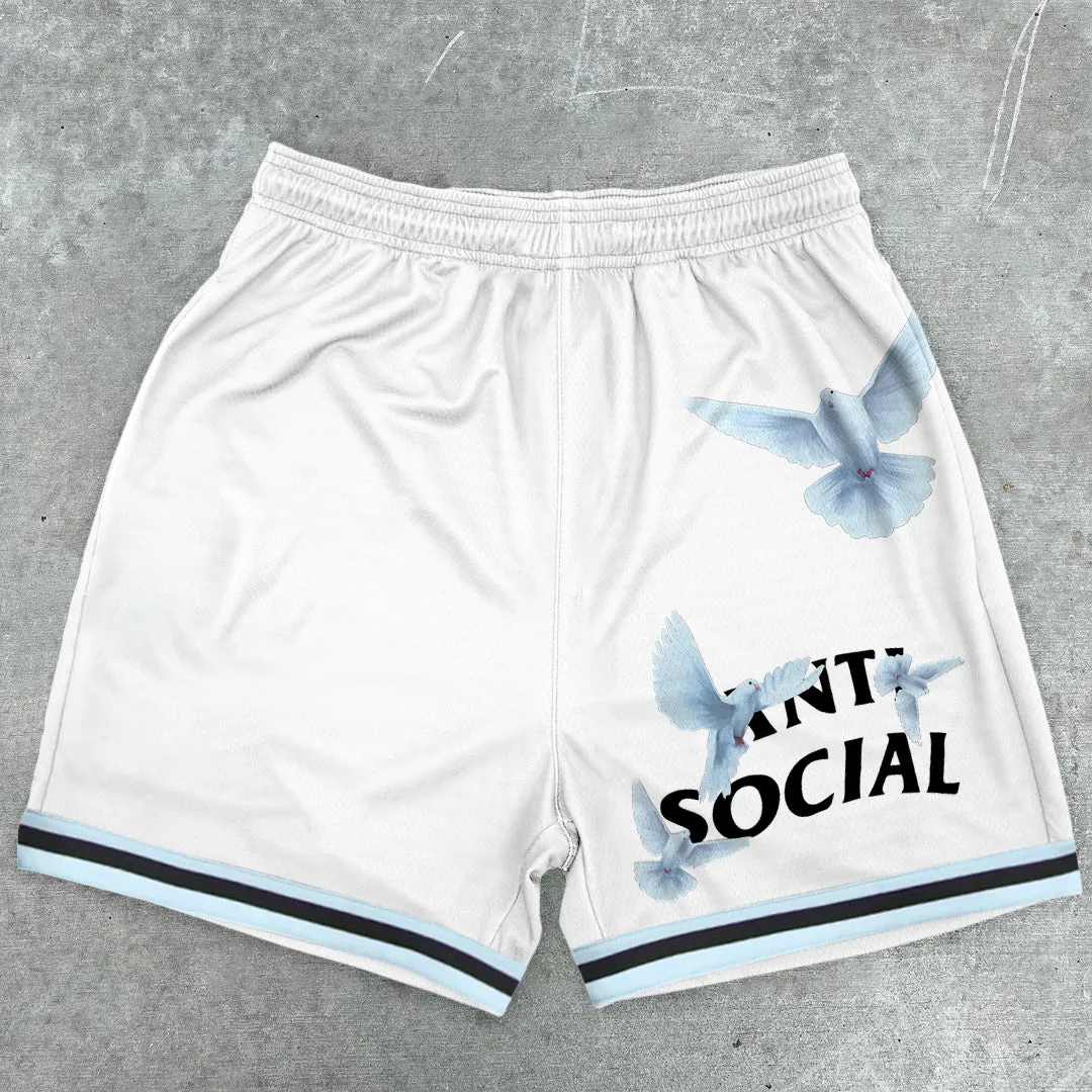 Stylish Dove Pattern Casual Sports Shorts