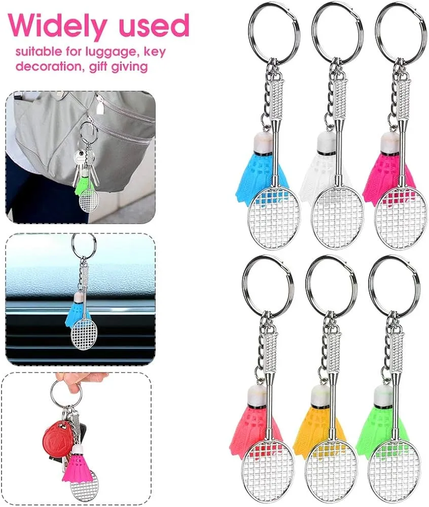 Stylish Metal Badminton Keychain BLUE