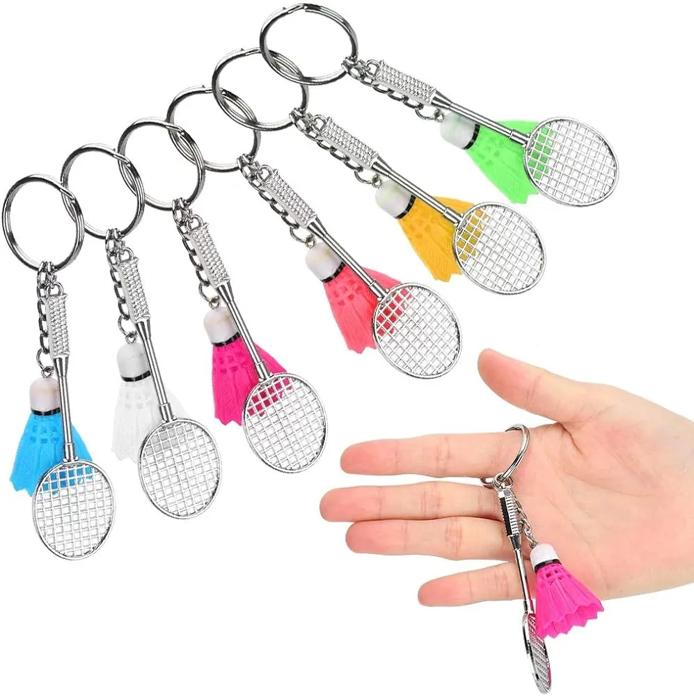 Stylish Metal Badminton Keychain BLUE