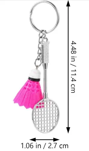 Stylish Metal Badminton Keychain PINK